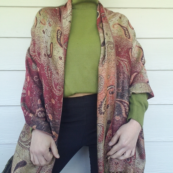 Scaf Wrap Accessory Boho Hippie Gypsy Paisley Print Tassels Super Soft! FALL - Picture 12 of 12